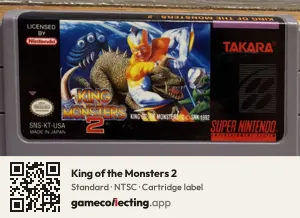 King of the Monsters 2 Super Nintendo Entertainment System, NTSC cartridge label