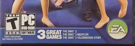 The Sims 2, the ESRB box on its front