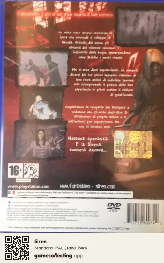 Siren PlayStation 2, Italy box back