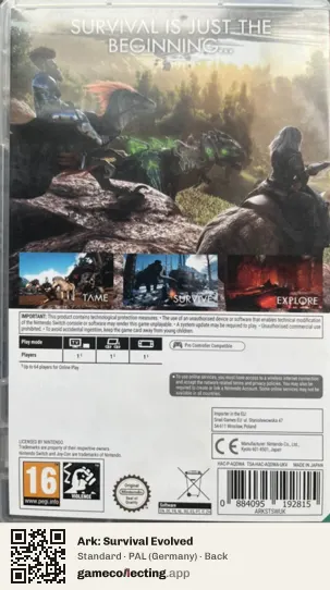 Ark: Survival Evolved Nintendo Switch, Germany box back