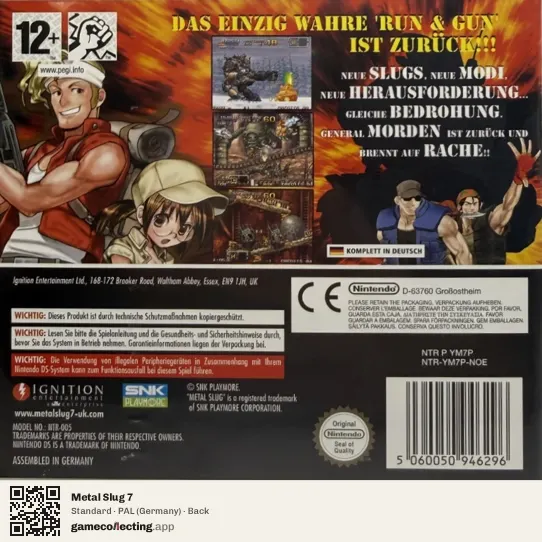 Metal Slug 7 Nintendo DS, Germany box back