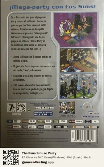 The Sims: House Party Computer, Spain box back