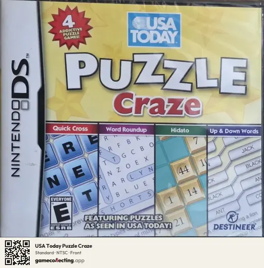 USA Today Puzzle Craze Nintendo DS, NTSC box front