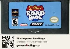 The Simpsons: Road Rage Game Boy Advance, NTSC cartridge label
