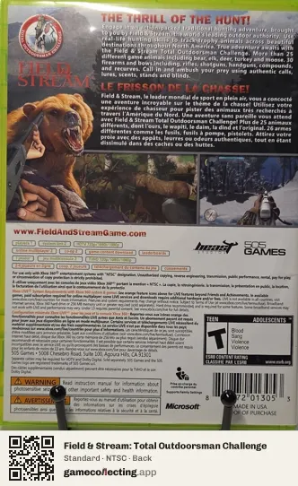 Field & Stream: Total Outdoorsman Challenge Xbox 360, NTSC box back