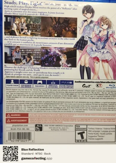 Blue Reflection PlayStation 4, NTSC box back