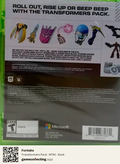 Fortnite Xbox Series X, NTSC box back