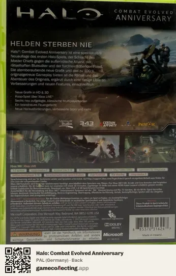 Halo: Combat Evolved Anniversary Xbox 360, Germany box back