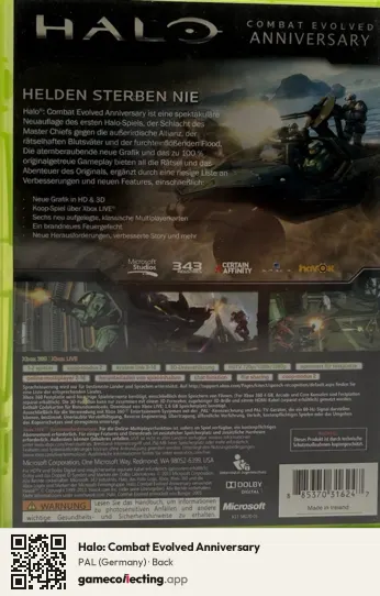 Halo: Combat Evolved Anniversary Xbox 360, Germany box back