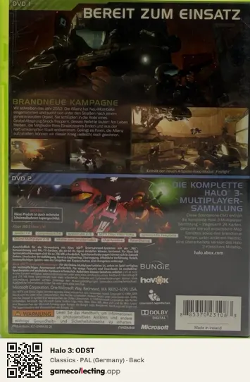 Halo 3: ODST Xbox 360, Germany box back
