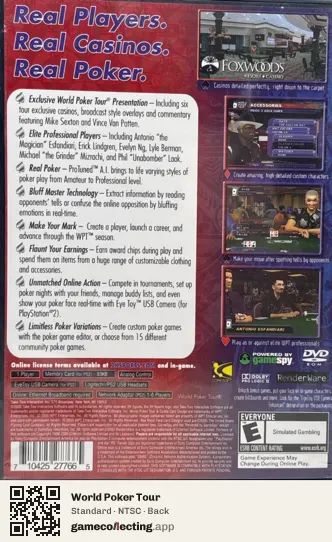 World Poker Tour PlayStation 2, NTSC box back