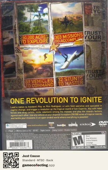 Just Cause PlayStation 2, NTSC box back