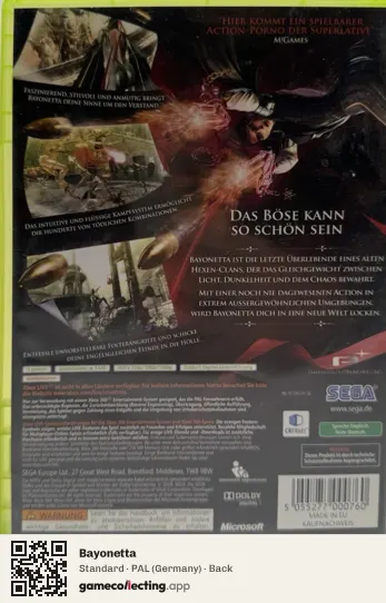 Bayonetta Xbox 360, Germany box back