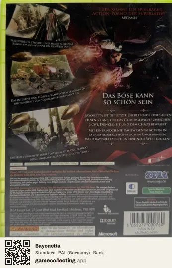 Bayonetta Xbox 360, Germany box back
