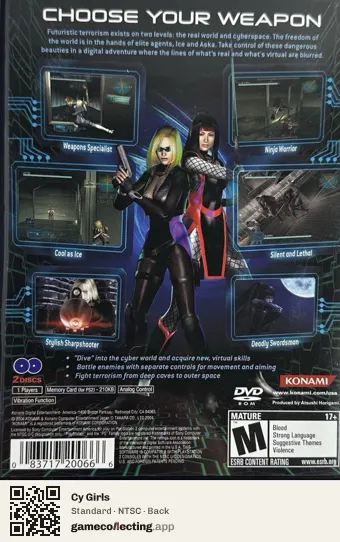 Cy Girls PlayStation 2, NTSC box back