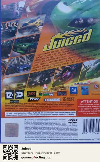 Juiced PlayStation 2, France box back