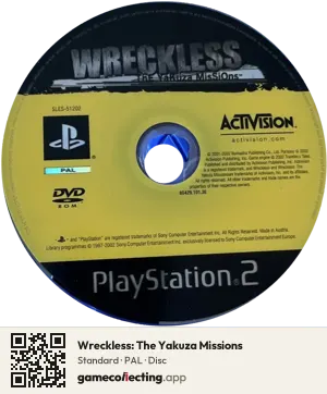 Wreckless: The Yakuza Missions PlayStation 2, PAL disc