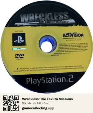 Wreckless: The Yakuza Missions PlayStation 2, PAL disc
