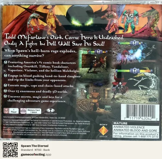 Spawn The Eternal PlayStation, NTSC box back