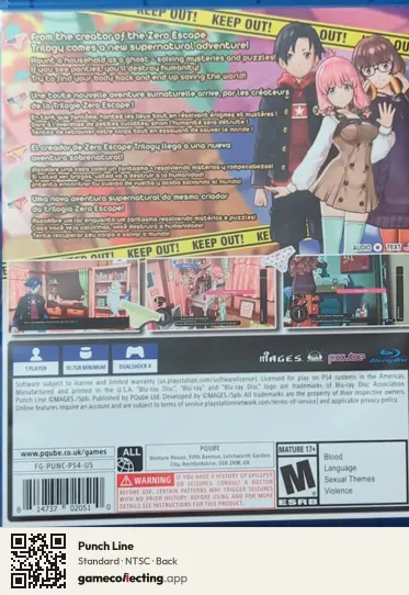 Punch Line PlayStation 4, NTSC box back