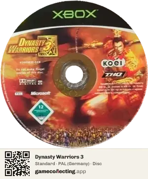 Dynasty Warriors 3 Xbox, PAL disc