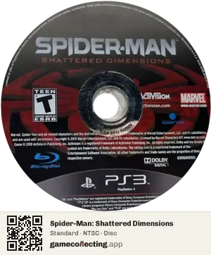 Spider-Man: Shattered Dimensions PlayStation 3, NTSC disc