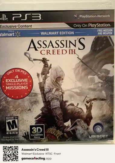 Assassin's Creed III PlayStation 3, NTSC box front