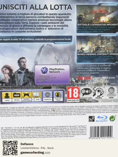 Defiance PlayStation 3, PAL box back