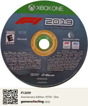 F1 2019 Xbox One, NTSC disc