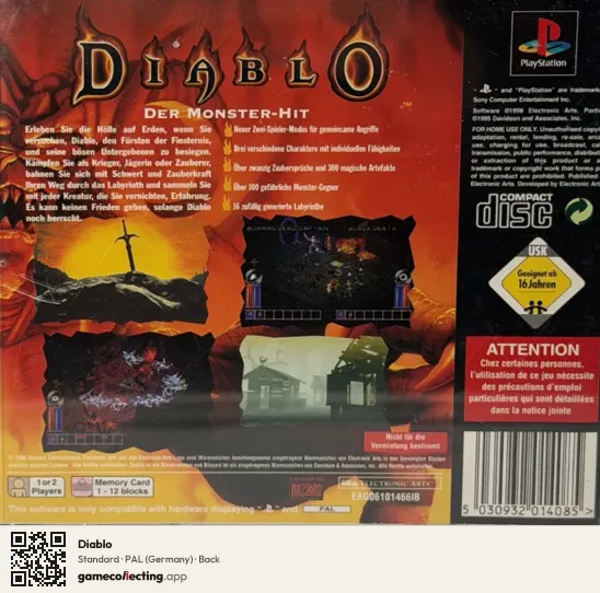 Diablo PlayStation, Germany box back