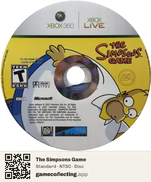 The Simpsons Game Xbox 360, NTSC disc