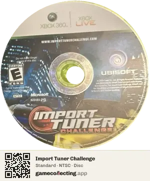 Import Tuner Challenge Xbox 360, NTSC disc