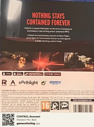 CONTROL: Resonant PlayStation 5, PAL box back