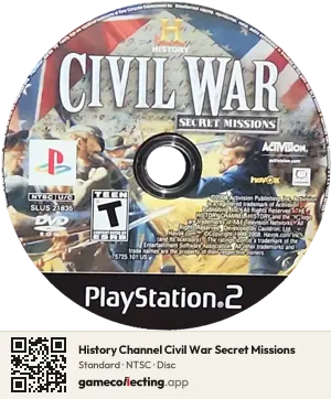History Channel Civil War Secret Missions PlayStation 2, NTSC disc
