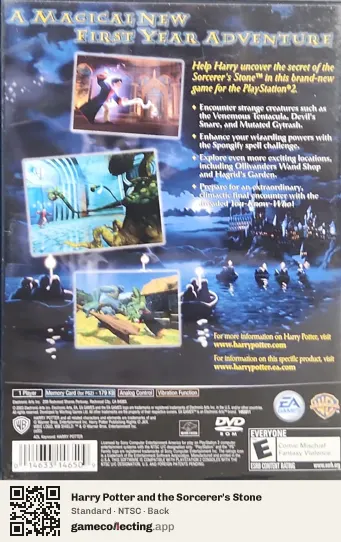 Harry Potter and the Sorcerer's Stone PlayStation 2, NTSC box back