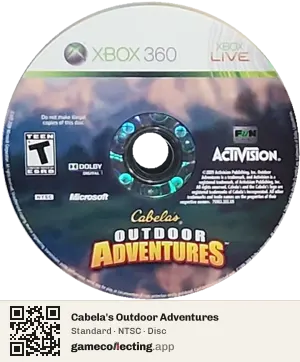 Cabela's Outdoor Adventures Xbox 360, NTSC disc