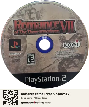Romance of the Three Kingdoms VII PlayStation 2, NTSC disc