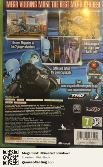 Megamind: Ultimate Showdown Xbox 360, PAL box back