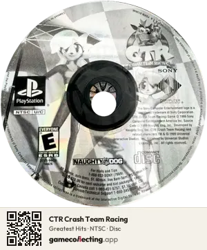 CTR Crash Team Racing PlayStation, NTSC disc