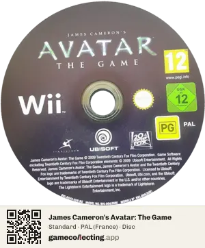 James Cameron's Avatar: The Game Nintendo Wii, PAL disc