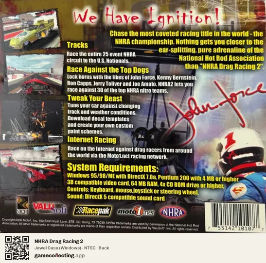NHRA Drag Racing 2 Computer, NTSC box back