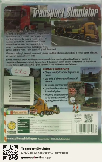 Transport Simulator Computer, Italy box back