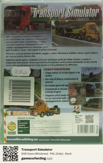 Transport Simulator Computer, Italy box back