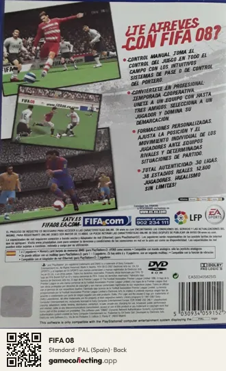 FIFA 08 PlayStation 2, Spain box back