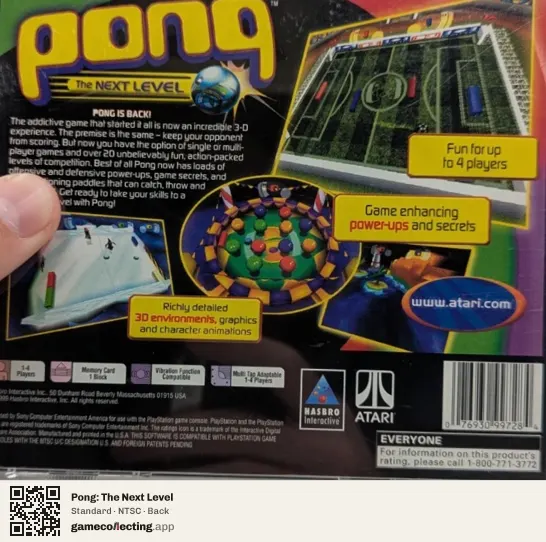 Pong: The Next Level PlayStation, NTSC box back