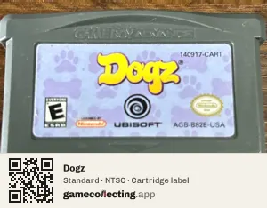 Dogz Game Boy Advance, NTSC cartridge label
