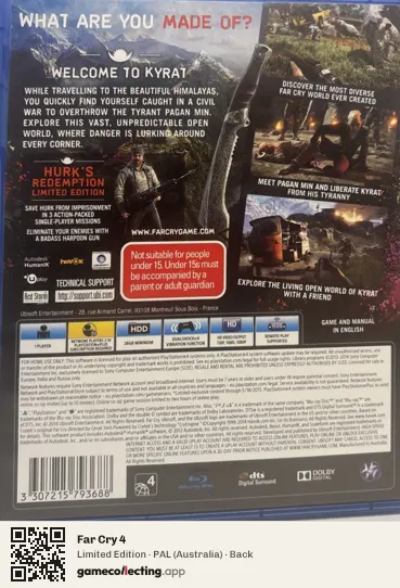 Far Cry 4 PlayStation 4, Australia box back