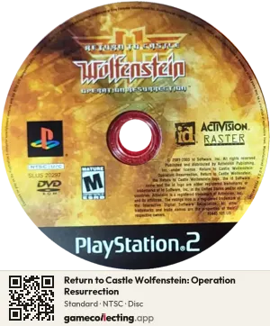Return to Castle Wolfenstein: Operation Resurrection PlayStation 2, NTSC disc
