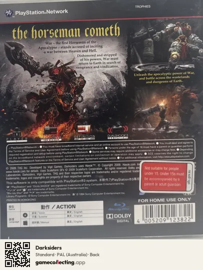 Darksiders PlayStation 3, Australia box back