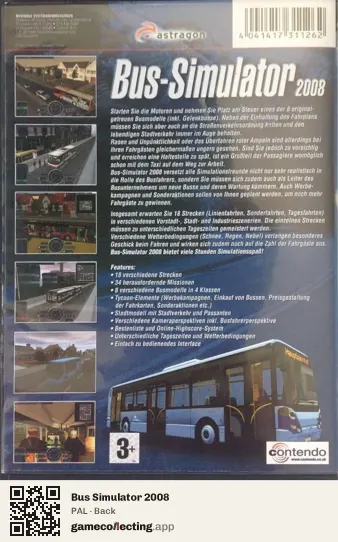Bus Simulator 2008 Computer, PAL box back